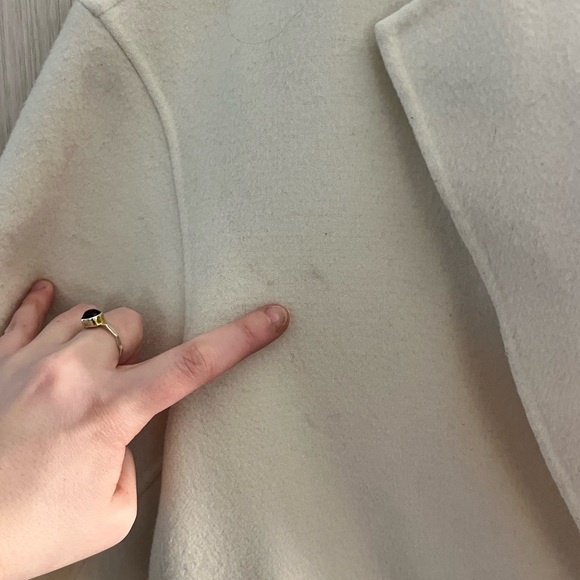 Theory Cream Easy One Button Long Wool Cashmere Coat - Picture 7 of 9